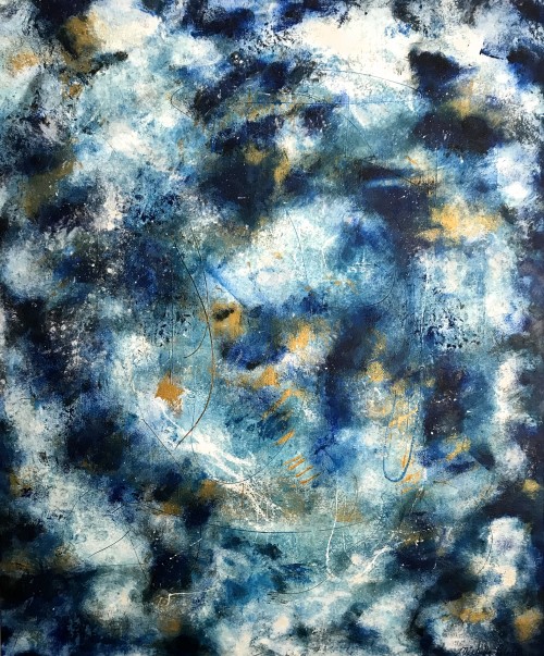 Blue Cosmo Acrylic on Canvas Michelle Coletta
